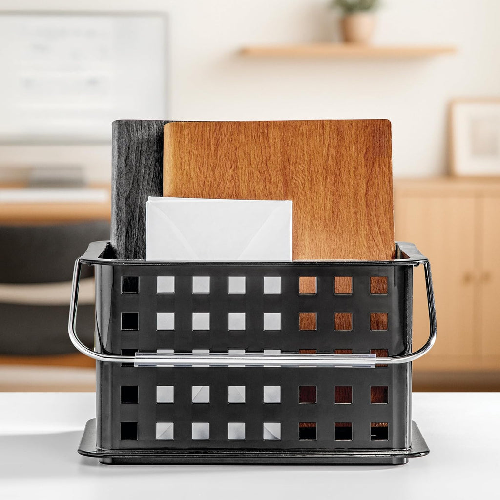 iDesign Stackable Shower Basket with Handle, Black, Set of 3