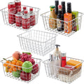 JUNCHU CHERRY Wire Kitchen Storage Basket 5 Packs,Perfect Pantry Organization Accessories Baskets,Laundry Basket,Countertop Organization,Suitable for Kitchen,bathroom,bedroom,Tabletop,Stackable,Chrome
