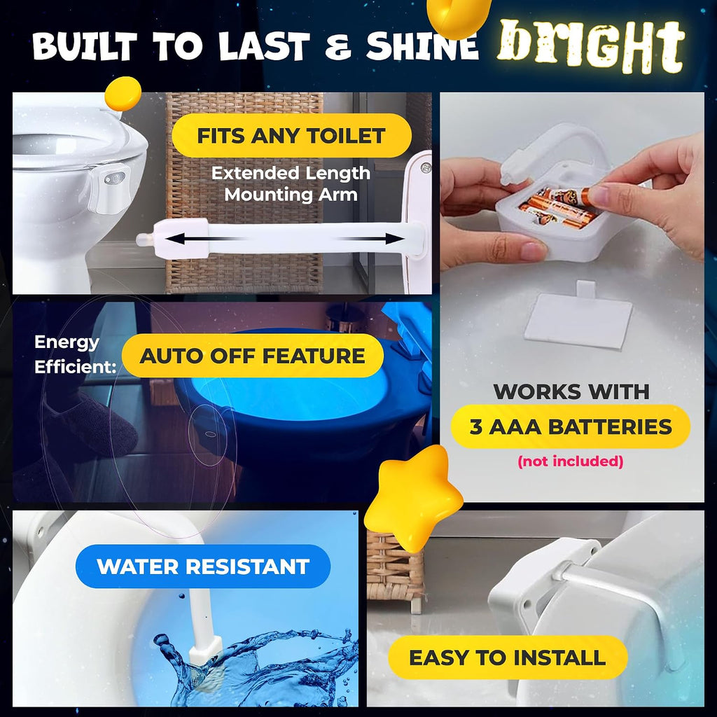 RainBowl Toilet Bowl Night Light, Motion Sensor, 8 Colors, LED