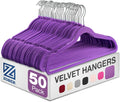 Zober Purple Velvet Hangers 50 Pack, Slim Non Slip Clothes Hangers