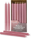 Hyoola 10 Inch Dinner Candles - 12 Pack - Rose Pink Tall Unscented Rustic Long Burning Candle Sticks
