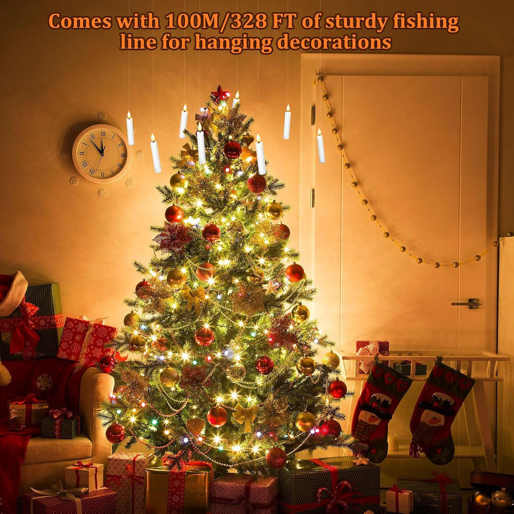 IMAGE 3.8 Inch Flameless Taper Candles with Remote, 12 Pack Battery Operated Clip On Candles for Christmas Tree, Warm White LED Candles with 3D Flickering Wick and Timer
