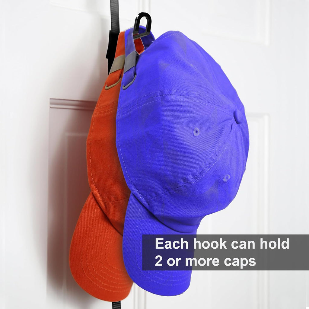Over-The-Door Hat Organizer for Baseball Caps, 2 Straps, Holds 18-36 Caps