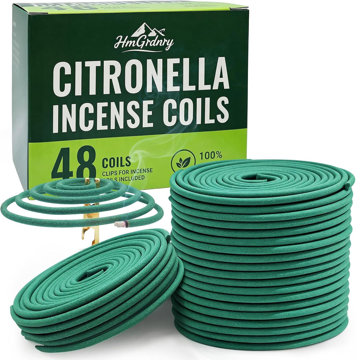 Citronella Coils 48 PCS – Citronella Incense Coil with Holder, Citronella Incense Coils Outdoor for Home Outside, Pool Side, Patio, Camping, Porches, Courtyards – Long Lasting Natural Scent