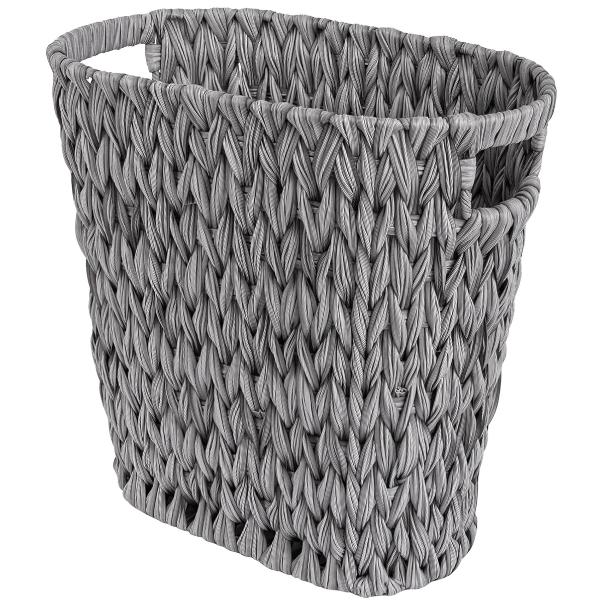 GRANNY SAYS Bathroom Trash Can, Wicker Waste Basket for Bathroom, Gray