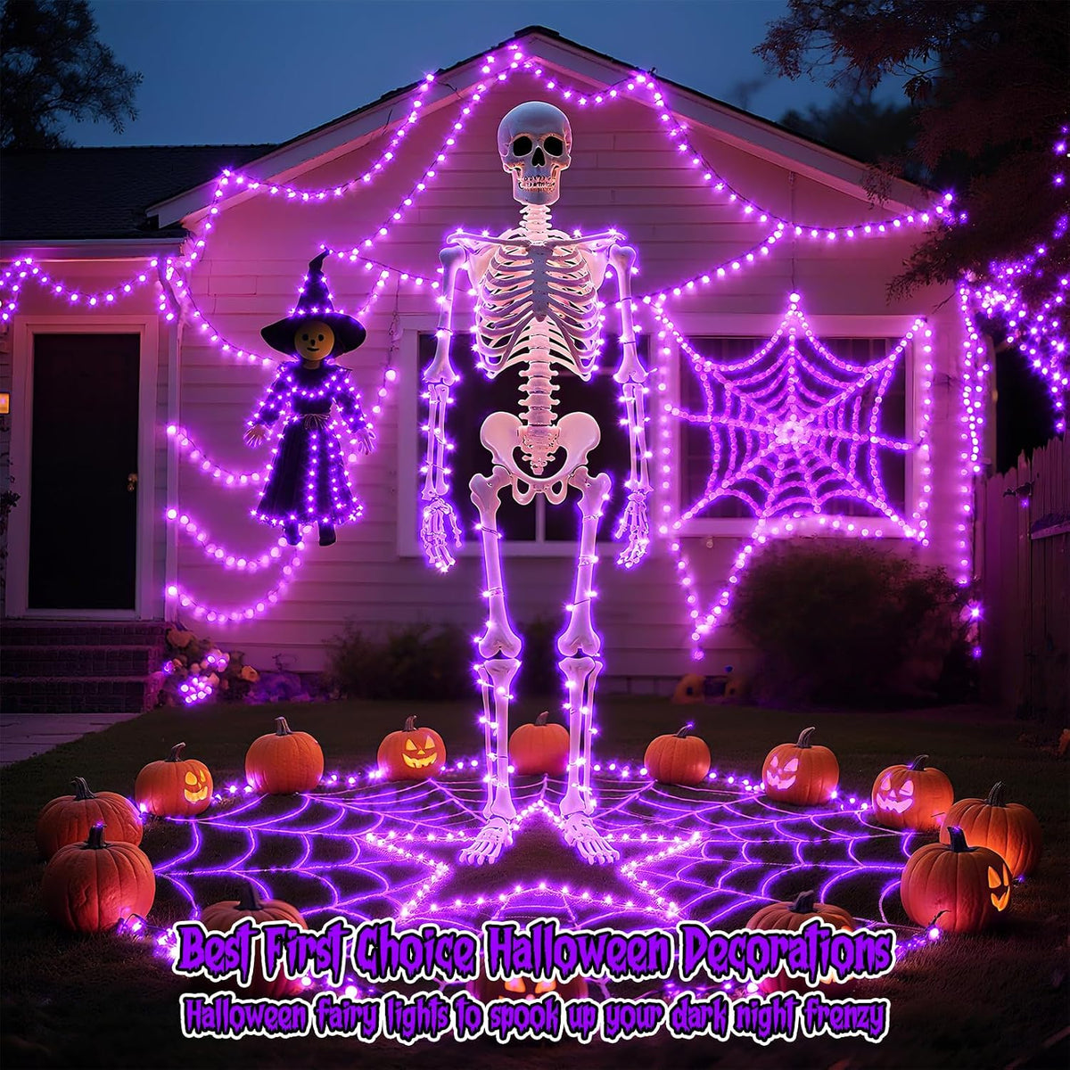 Halloween Purple Fairy Lights Battery Operate,7.2ft 20 LEDs String Lights Silver Copper Wire for Hallowen Christmas DIY Decoration Wedding Party (6 Pack)
