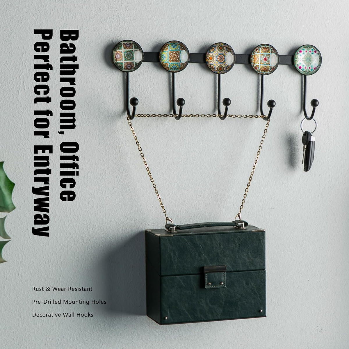 Coat Hooks with 5 Hooks, Decorative Wall Hooks for Hanging