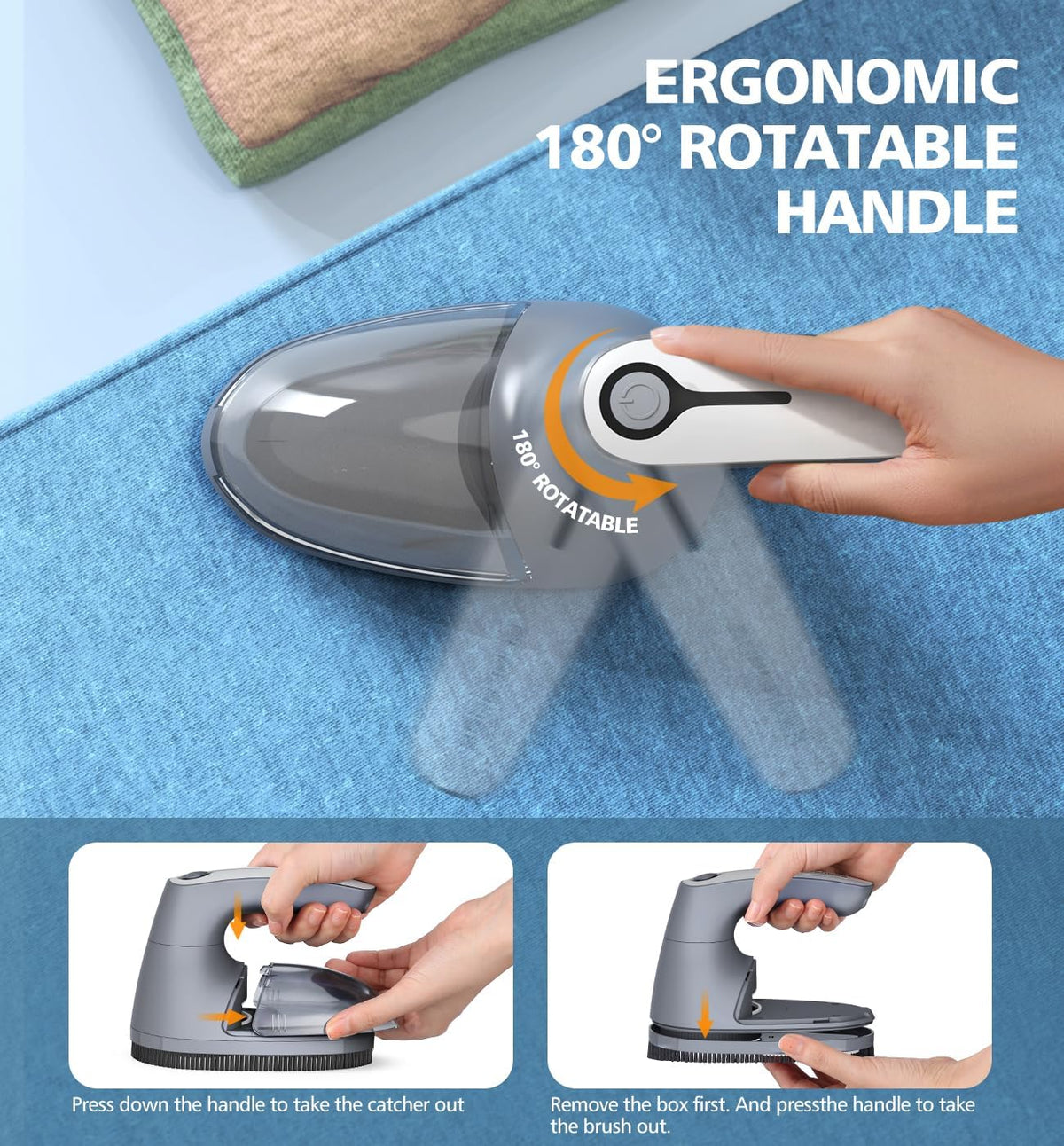 POPCHOSE Fabric Shaver, 6-Leaf Blades & Electrostatic Brush, Rechargeable