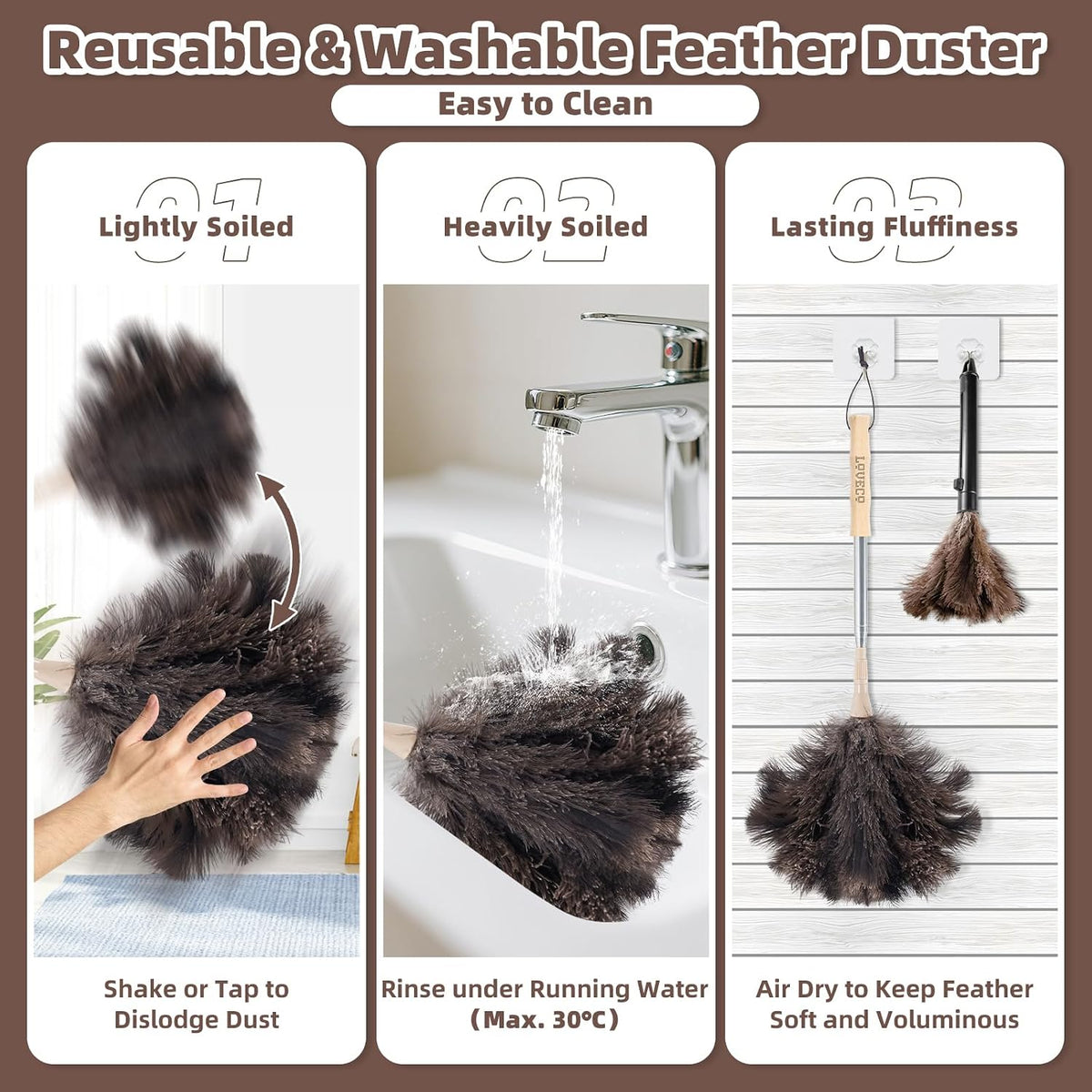 Ostrich Feather Dusters for Cleaning Kit - Soft Feather Duster Extendable