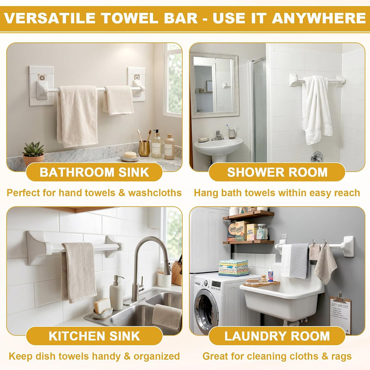 2 Pack 24 Inch Towel Bar Replacement Rod for Square Ceramic Holders