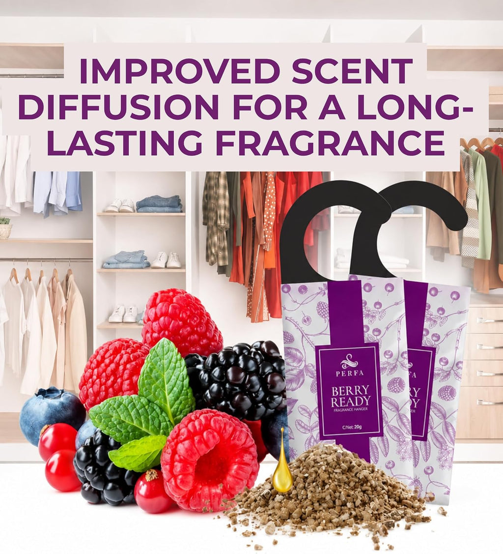 Hanging Air Freshener - Scented Sachets Closet Deodorizer, Berry 12-Pack