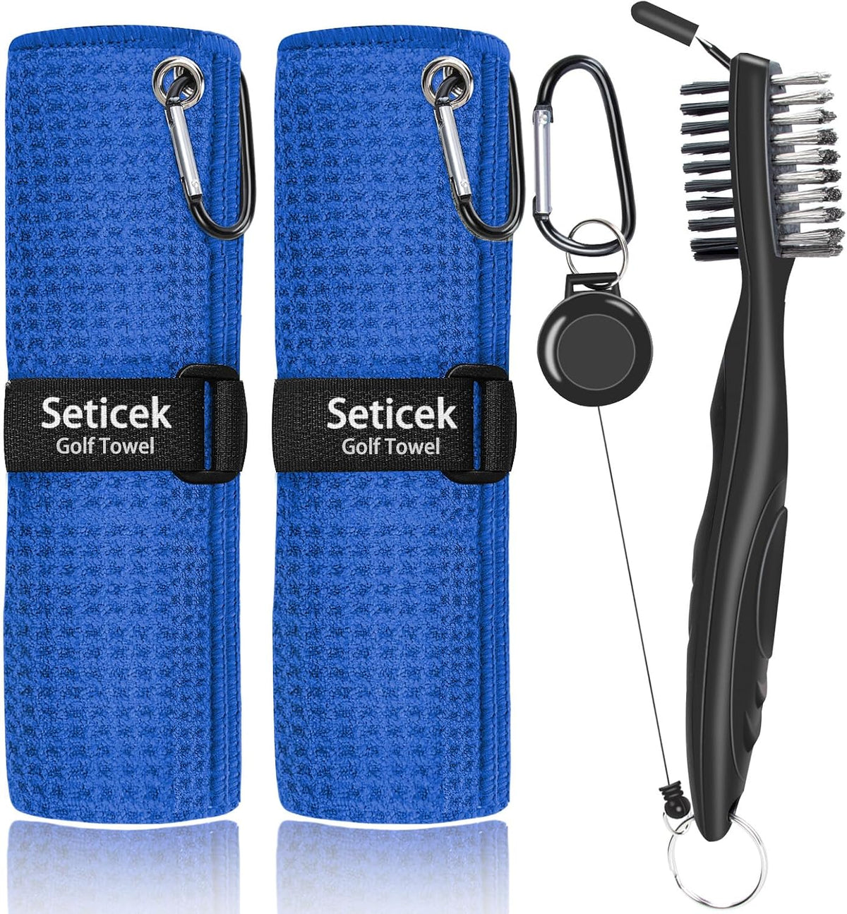 Seticek 2 Pack Golf Towel (16" X 16") with Golf Brush,Super Absorbent Towel