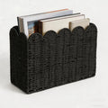 Black Paper Rope Magazine Holder, Scalloped Magazine Basket