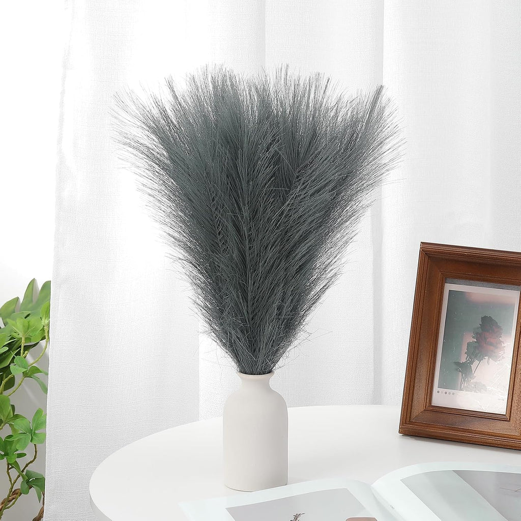 PATIKIL 21.7in Pampas Grass Decor, 30pcs Artificial Pampas Grass Bulk Fluffy Faux Pampas Grass Small Dried, Gray