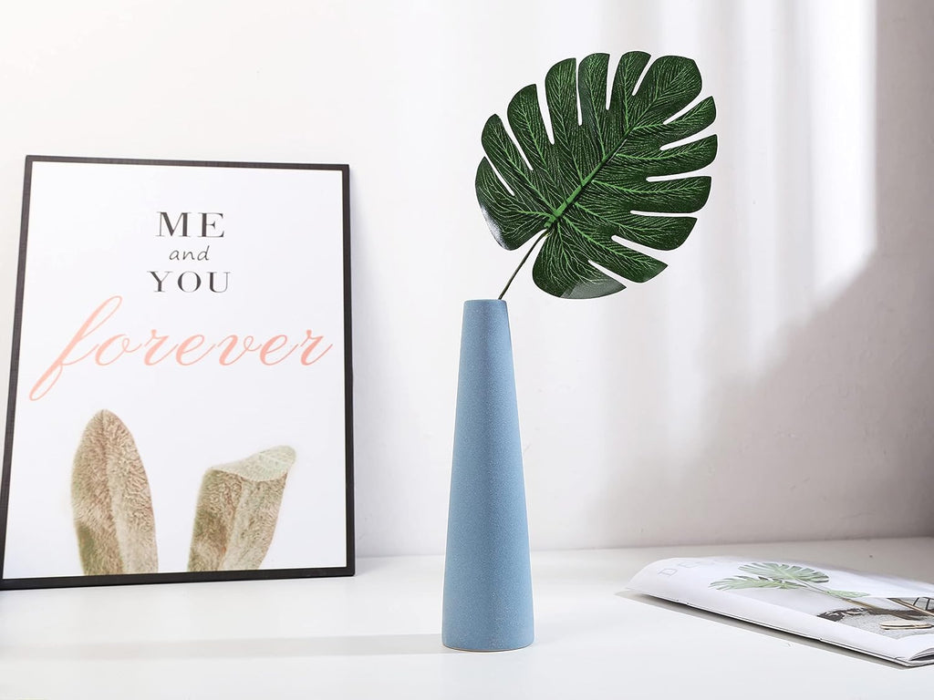Ceramic Vase, Modern Home Decor Ceramic Vases, Frosted Porcelain vase, Grey Minimalist vases,Living Room Decoration，Ideal Shelf, Best Decoration. (Blue)