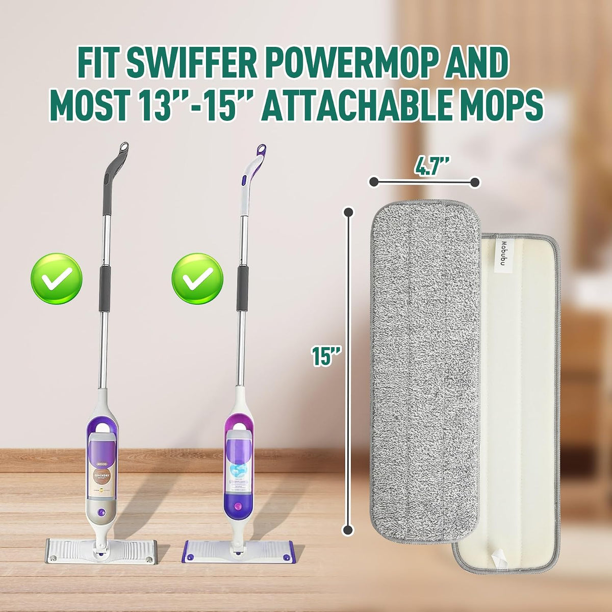 8 Pack Microfiber Spray Mop Replacement Pads for Swiffer PowerMop