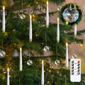 LED Taper Candles with Clear Crystal Ball Hooks, Remote Timer White 12pcs Plastic Flameless Candlesticks Flickering Battery Operated Warm Light for Home Party Decor Indoor (0.5" x 6")