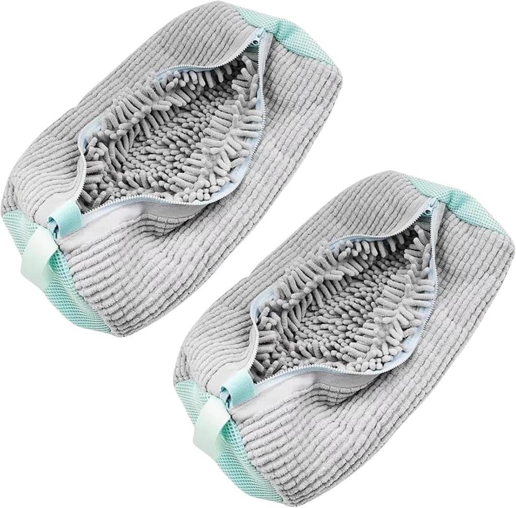 2PCS Shoe Washing Machine Bag, Reusable Shoe Cleaning Laundry Bag for Sneakers, Fits All Types & Sizes (Grey)