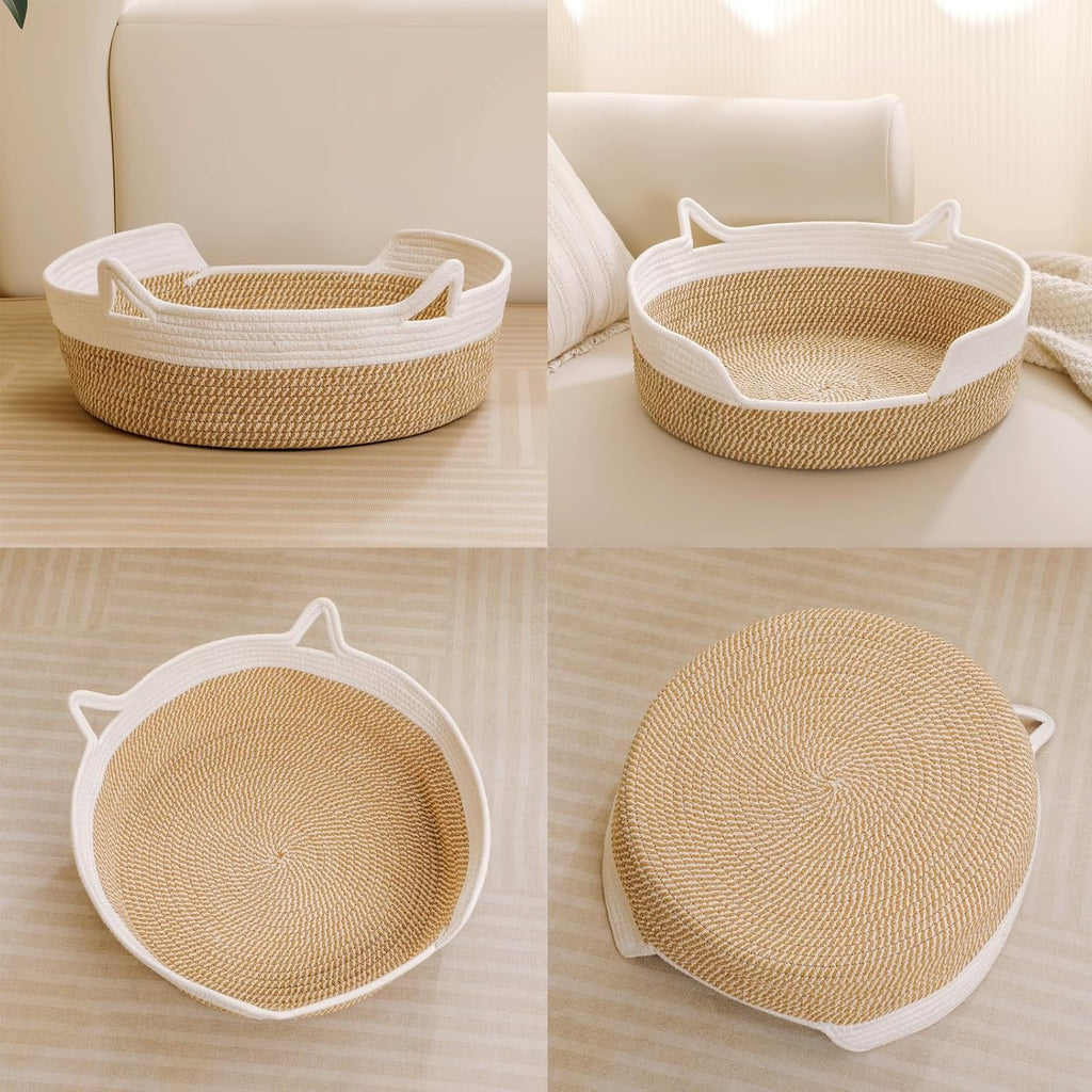 Cat Basket Cotton Rope Cat Toy Basket Instinct Baskets Handwoven Cats Bed