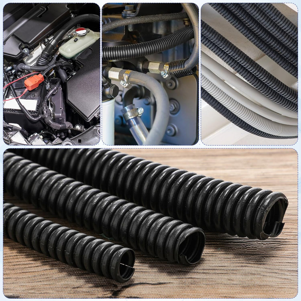 Sasylvia 1/4",3/8",1/2"-20ft x 20ft Split Wire Loom Tubing Cable Sleeves