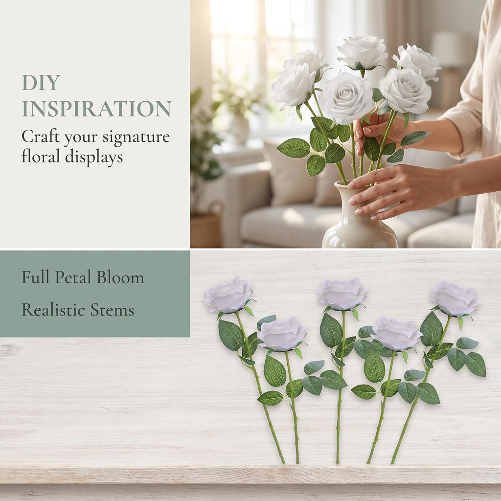 LVEFIT Artificial 12 Pcs Nude Fake Roses Flowers Artificial Flowers