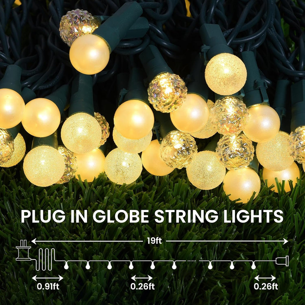 Globe String Lights, 70 LED Mix-Ball Fairy Lights Plug in UL Listed Christmas Tree Lights 19Ft Christmas Outdoor Indoor Fairy Lights for Bedroom Tree Patio Party Garden Wedding, Warm White