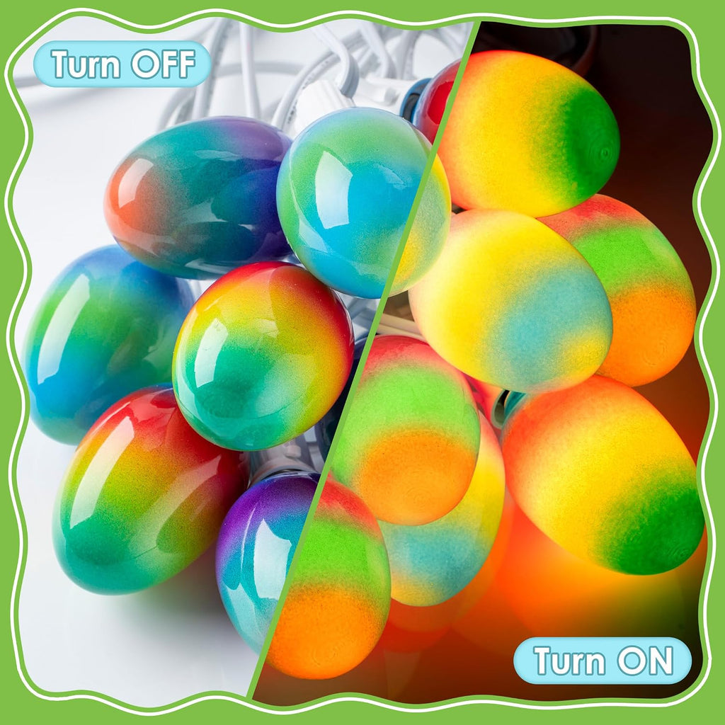 Enhon 1 Pack Easter Egg String Lights, 10.5FT Multi-Color Pastel LED Egg Lights, End-to-End Connectable String Light for Indoor & Outdoor Easter Party, Fireplace, Mantel, Entrance Decor