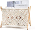 Mkono Macrame Magazine Holder, Boho Woven Book Rack Basket, 14" L x 10" W