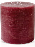 Bask Large Mottled Pillar Candles - Unscented - 6-Inch Diameter for Extra-Wide Holders - 3-Wick Candles for Home and Events - Burgundy