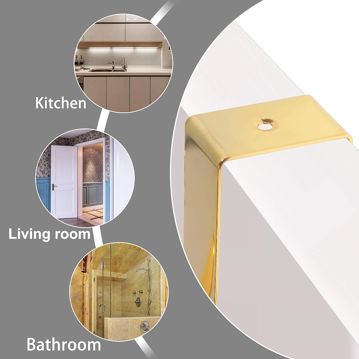 Dseap Over The Door Hook Hanger - Fits 1 3/8" to 1 3/4" Standard Doors | 5 Tri Hooks Heavy Duty Towel/Coat Rack | Door Organizer for Clothes, Jackets, Hats, Towels, Gold