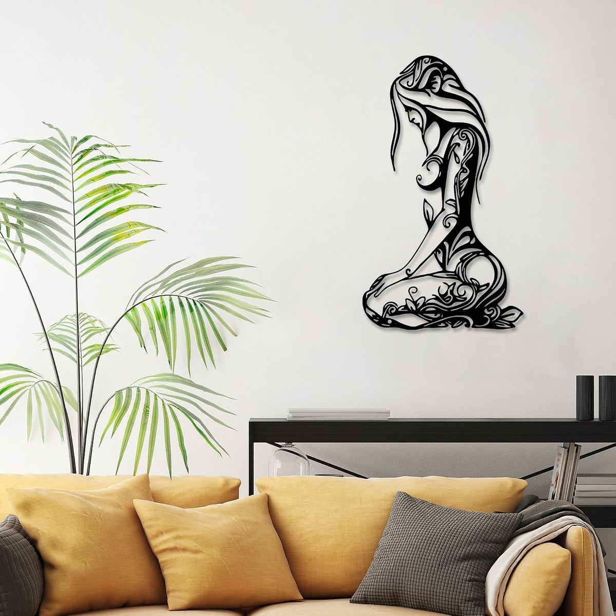 Xedatric Abstract Metal Wall Art Minimalist Line Sculpture for Home.Black.