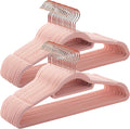 Pink Velvet Hangers 50 Pack - Adult Hangers Rose Gold Hook, Space Saving Non-Slip Clothes Hangers, 16.5 Inch with Tie Bar for Coats,Sweater,Jackets,Dresses, Shirts, Suits & T-Shirts