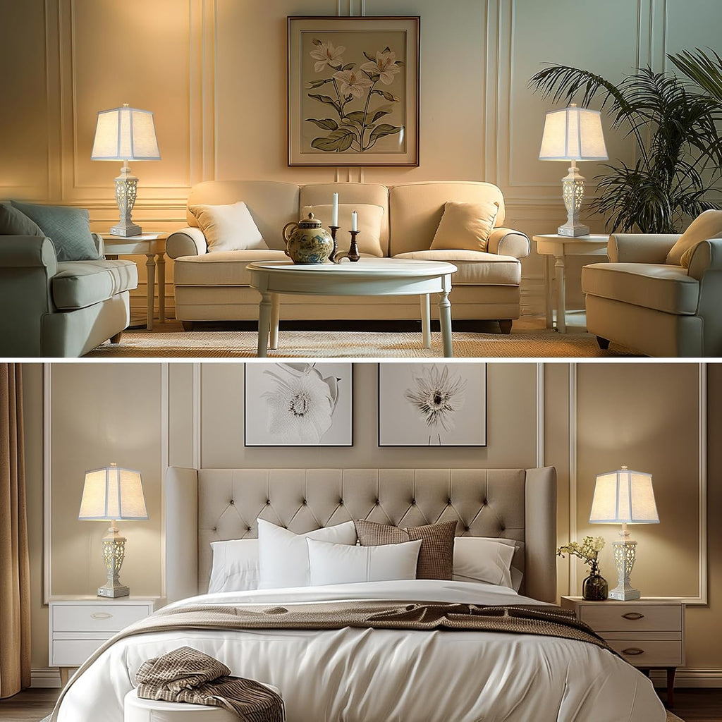 Scenekoy 28.5" Resin Table Lamps with Night Light for Bedroom Living Room