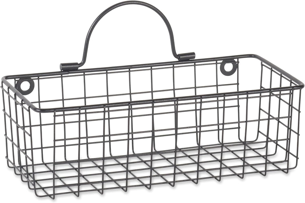 DII Farmhouse Vintage Décor, Wire Wall Basket, Small, Black, 2 Piece