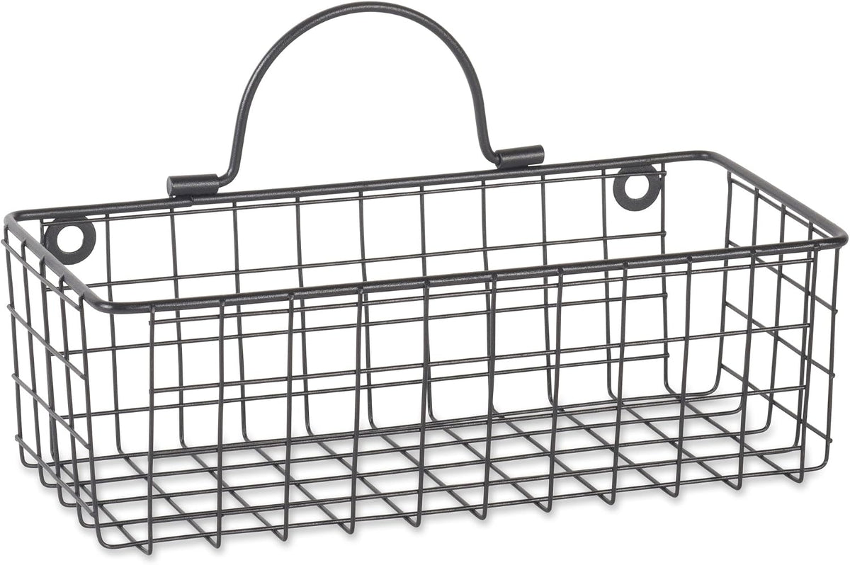 DII Farmhouse Vintage Décor, Wire Wall Basket, Small, Black, 2 Piece