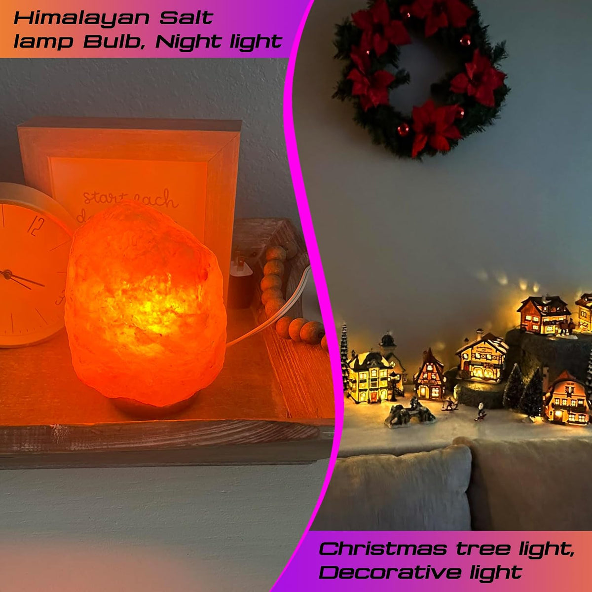 E12 Himalayan Salt Lamp 2W Equivalent 15Watt Warm White 2700k, 2 Pack
