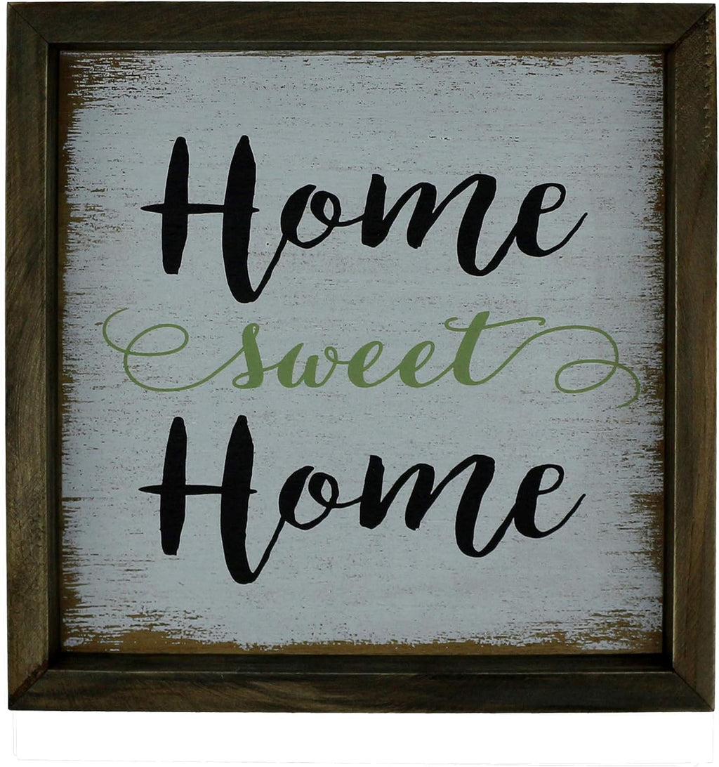 CVHOMEDECO. Primitives Distressed Home sweet Home Shadow Box Frame Wall Mounted Hanging Decor Art, 9-3/4 x 9-3/4 Inch