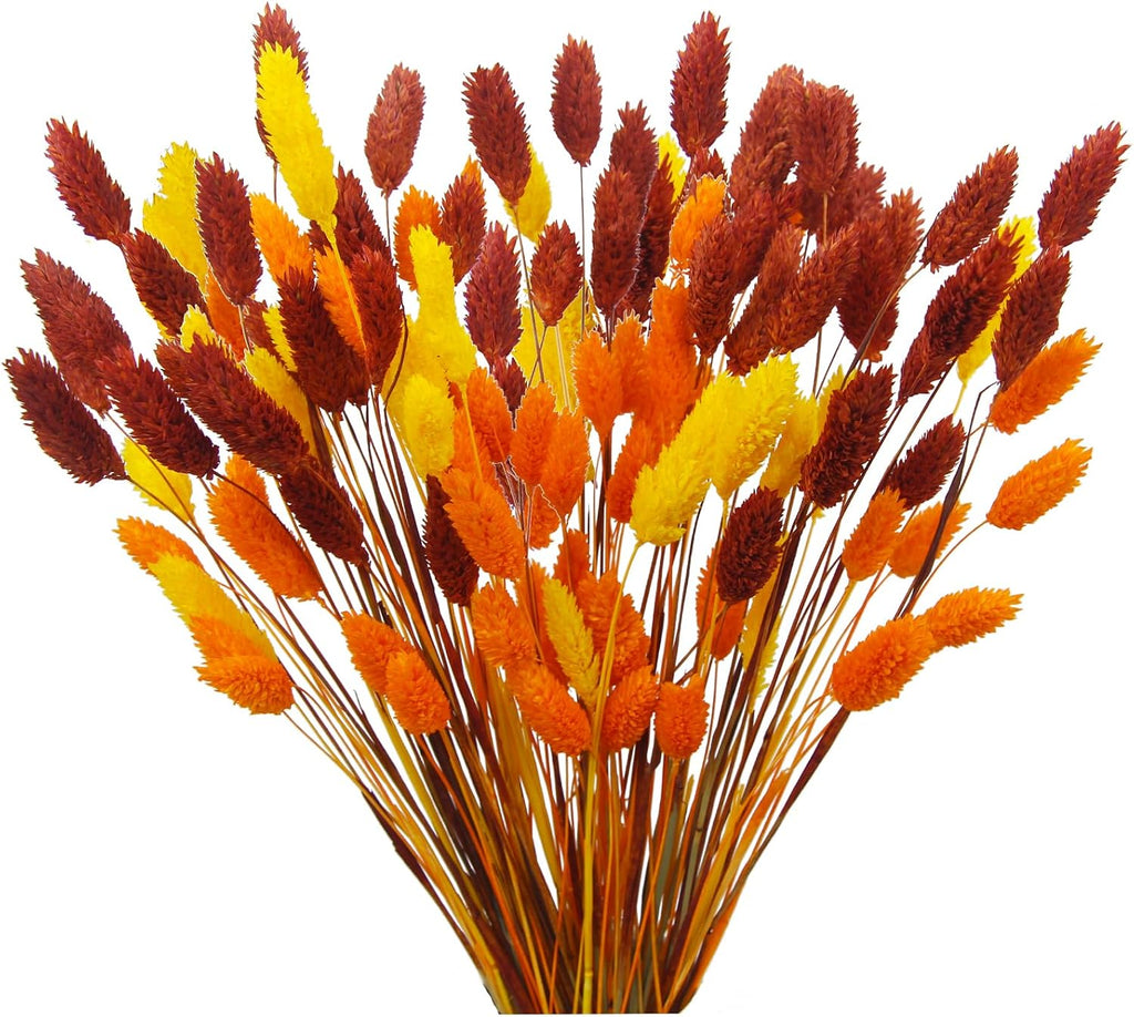 CISDUEO 100 Pcs Artificial Flower Fall Dried Flowers Decor Natural Dried Pampas Grass Fall Flower Bouquets Gem Grass Orange Yellow for Autumn Vase Filler Floral Arrangements Boho Home Table Wedding