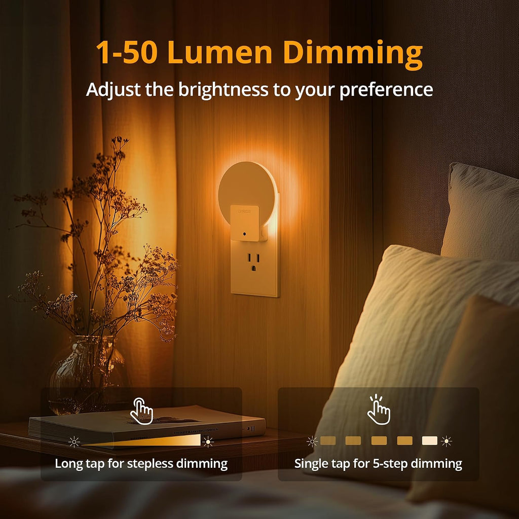 Lyridz Plug-in LED Backlit Night Light with Dusk-to-Dawn Sensor, 4-Pack