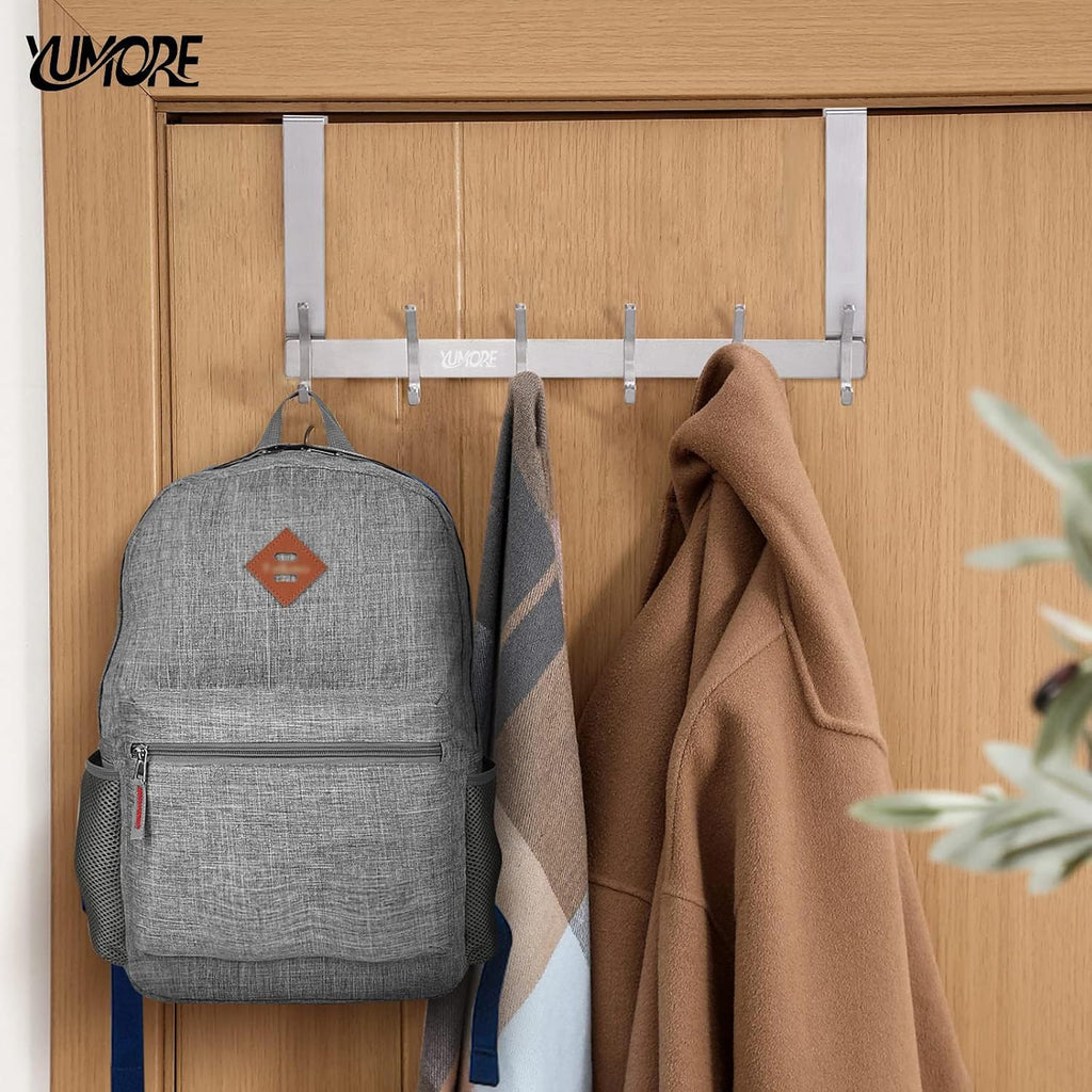 YUMORE Over The Door Hooks, Heavy Duty Door Hanger, Brushed Finish