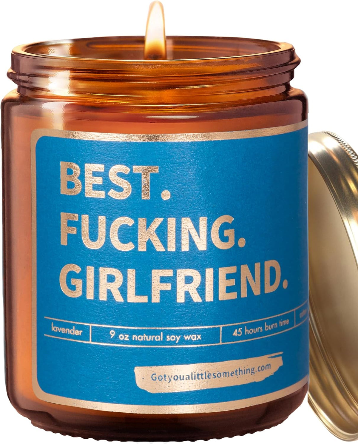 Lavender Vanilla Scented Candle Gift for Girlfriend for Birthday, Date Night, Couples Anniversary - Funny Birthday Gifts for Girlfriend | Romantic Present Idea from Boyfriend for Couples Anniversary