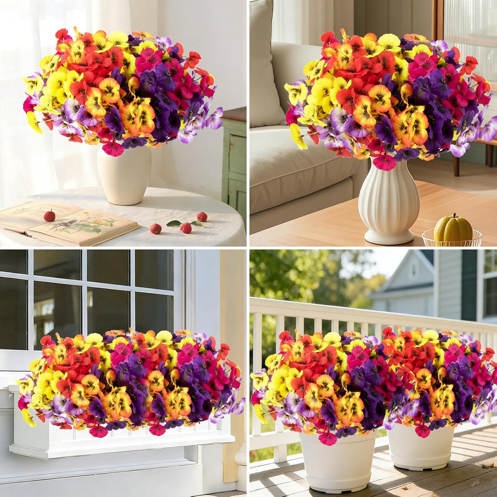 18 Bundles Artificial Flowers for Outdoors Faux Silk Flower UV Resistant