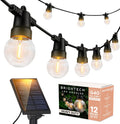 Brightech Ambience Pro 27 Ft Solar Powered Outdoor String Lights - Commercial Grade Waterproof Patio Lights Withn Edison Globes, Shatterproof LED String Lights for Patio - 1W, Warm White, 12 Bulbs