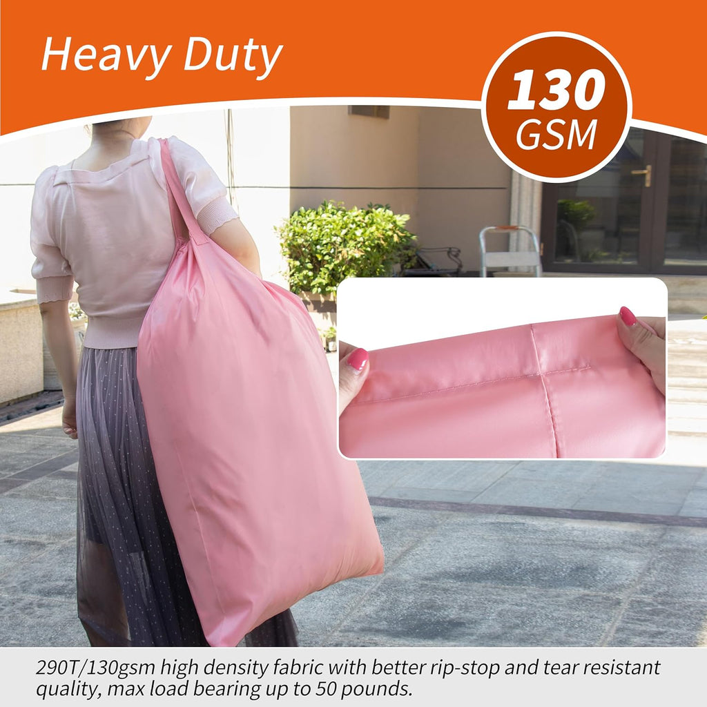 Polecasa 2 Pack Extra Heavy-Duty Laundry Bag with Handles, Pink, 28x36"