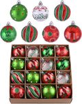 Valery Madelyn Christmas Tree Ornaments Set, 16ct Elf Red Green White Shatterproof Christmas Tree Decorations Bulk, 2.36 Inch Decorative Hanging Ball Ornaments for Xmas Trees Holiday Party Decor