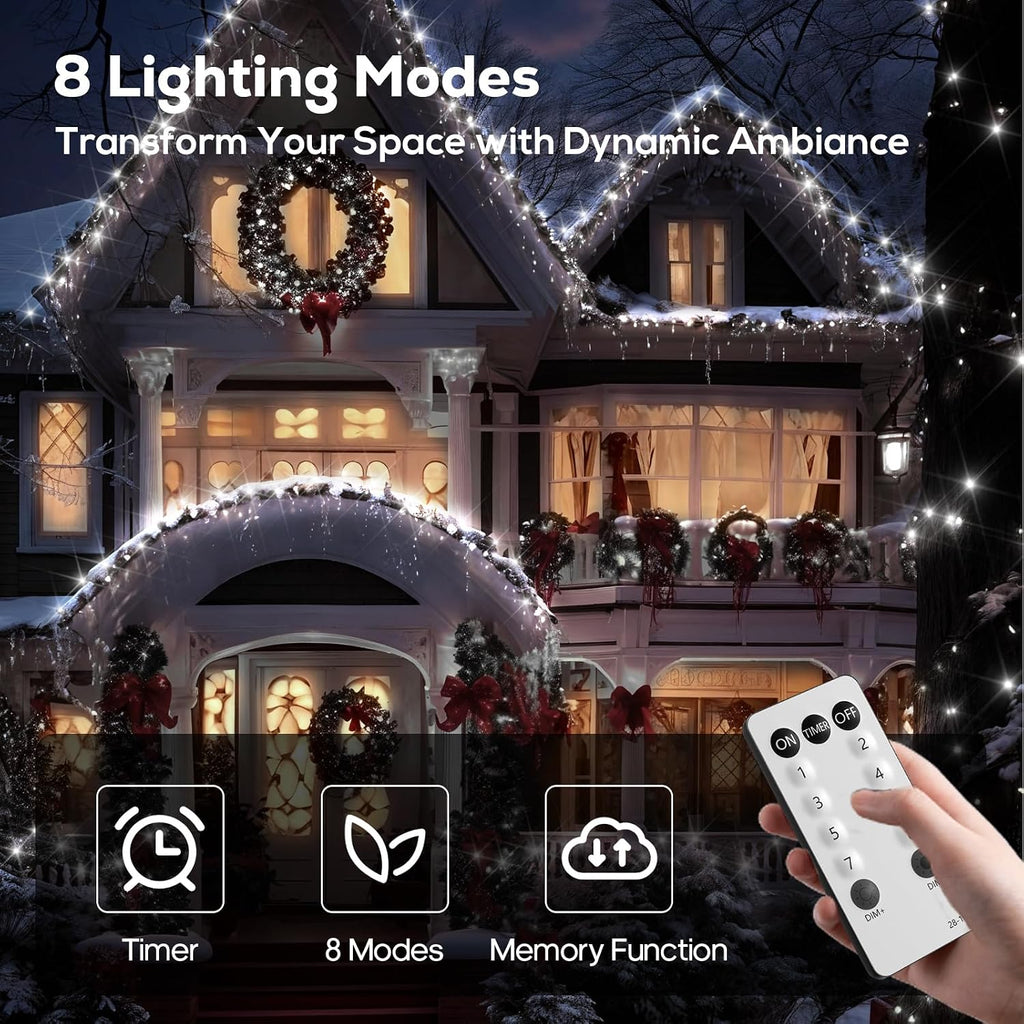 300 LED String Lights, 128FT Waterproof Fairy Lights Christmas Ligths 8 Modes Twinkle Indoor Outdoor, Plug in for Bedroom Classroom Wedding Garden Christmas Decorations. Cold White…