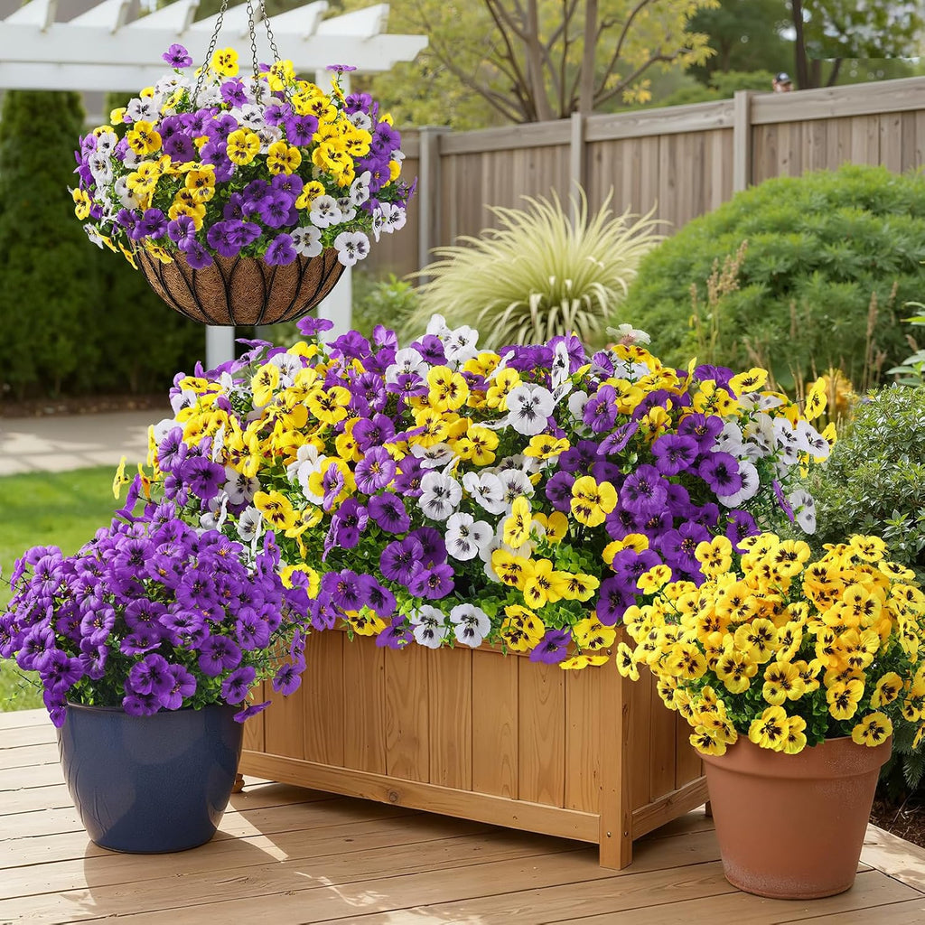 Alupssuc 48 Bundles Artificial Flowers UV Resistant for Outdoor Decor