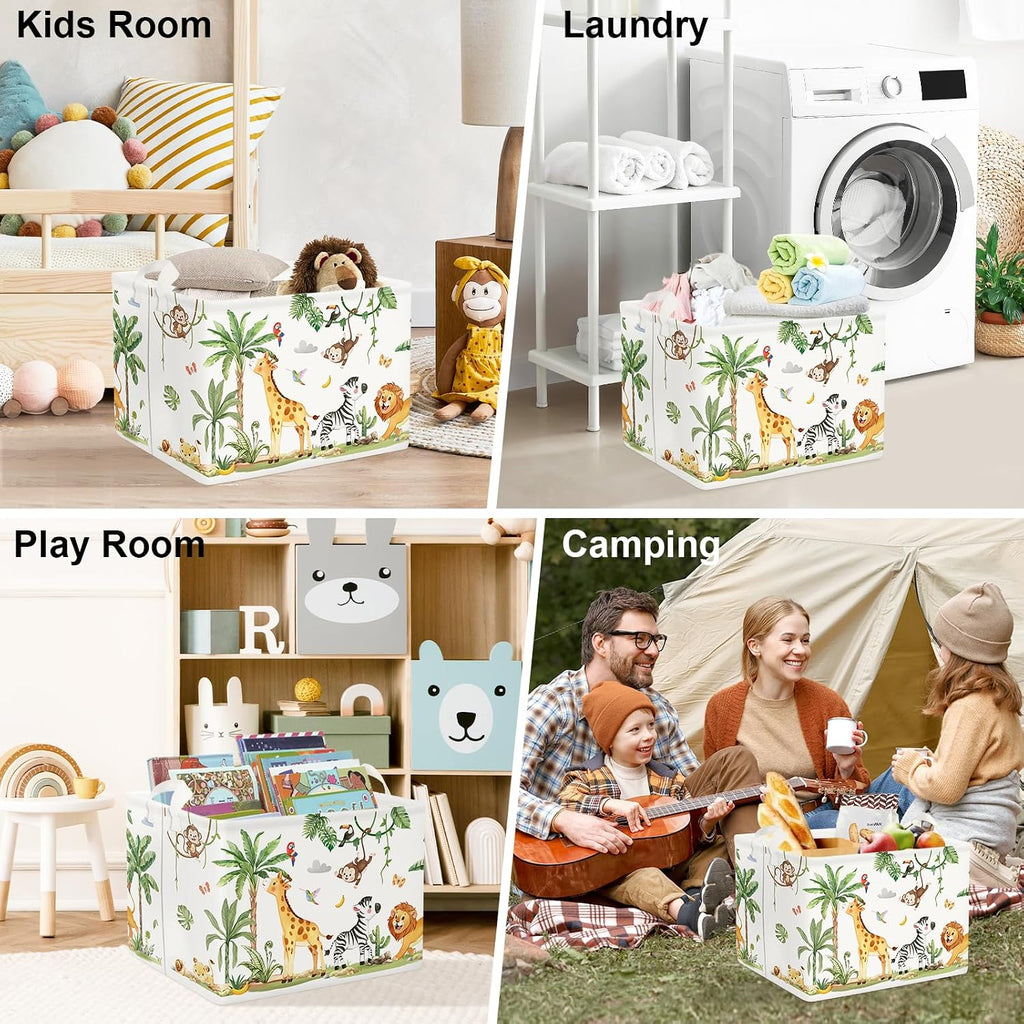 Clastyle Kid Storage Basket Woodland Vine Animal Foldable Laundry Hamper