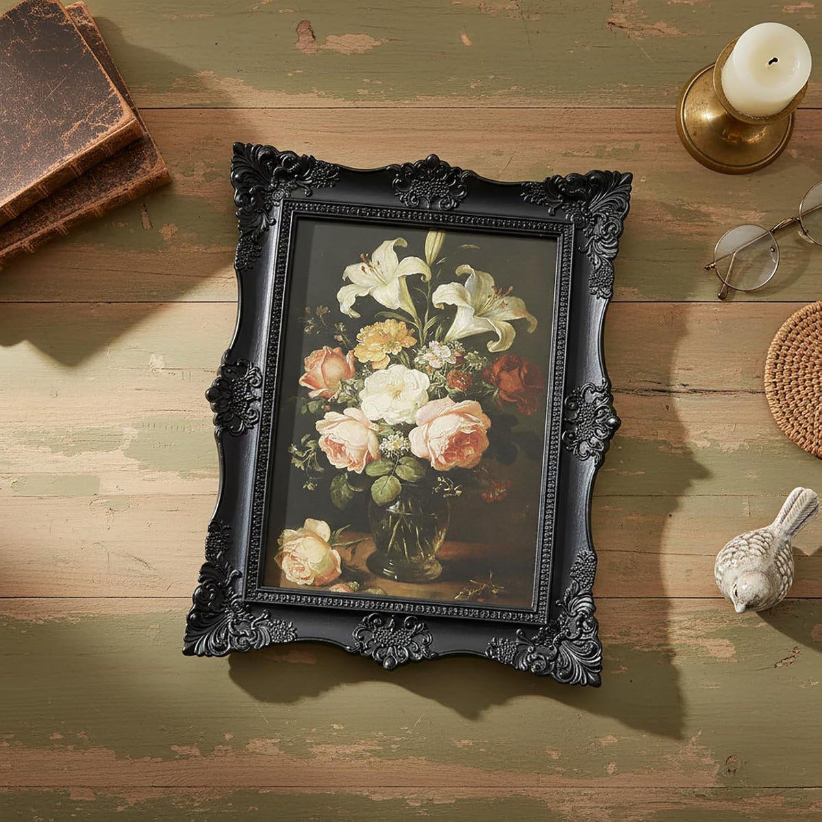 5x7 Vintage Picture Frames -5x 7 Antique Picture Frame, Ornate Frames 5 X 7 With Glass Front For Tabletop Photo Display And Wall Hanging, Victorian Poster Frame 5 By 7 (Black, 5X7)