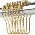 Shower Curtain Hooks Rings, Rustproof Metal Shower Curtain Rings for Bathroom Shower Rods Curtains - Set of 12, Golden